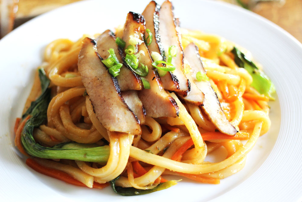 Recipe BBQ Char Siu Pork Jowl with Spicy Udon Noodles Liberterre